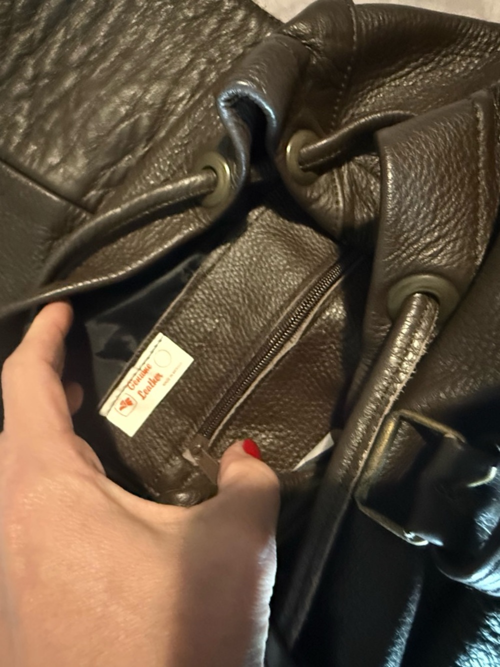 Genuine Leather Backpack Purse - Classic Everyday Bag - Picture 4 of 5